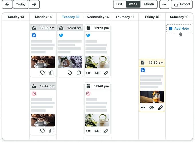 Sprout Social publishing and scheduling tool calendar interface