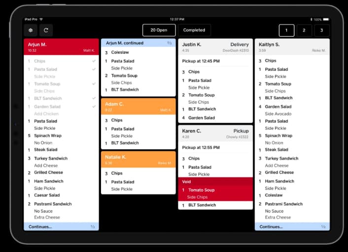 Showing Square KDS screen.