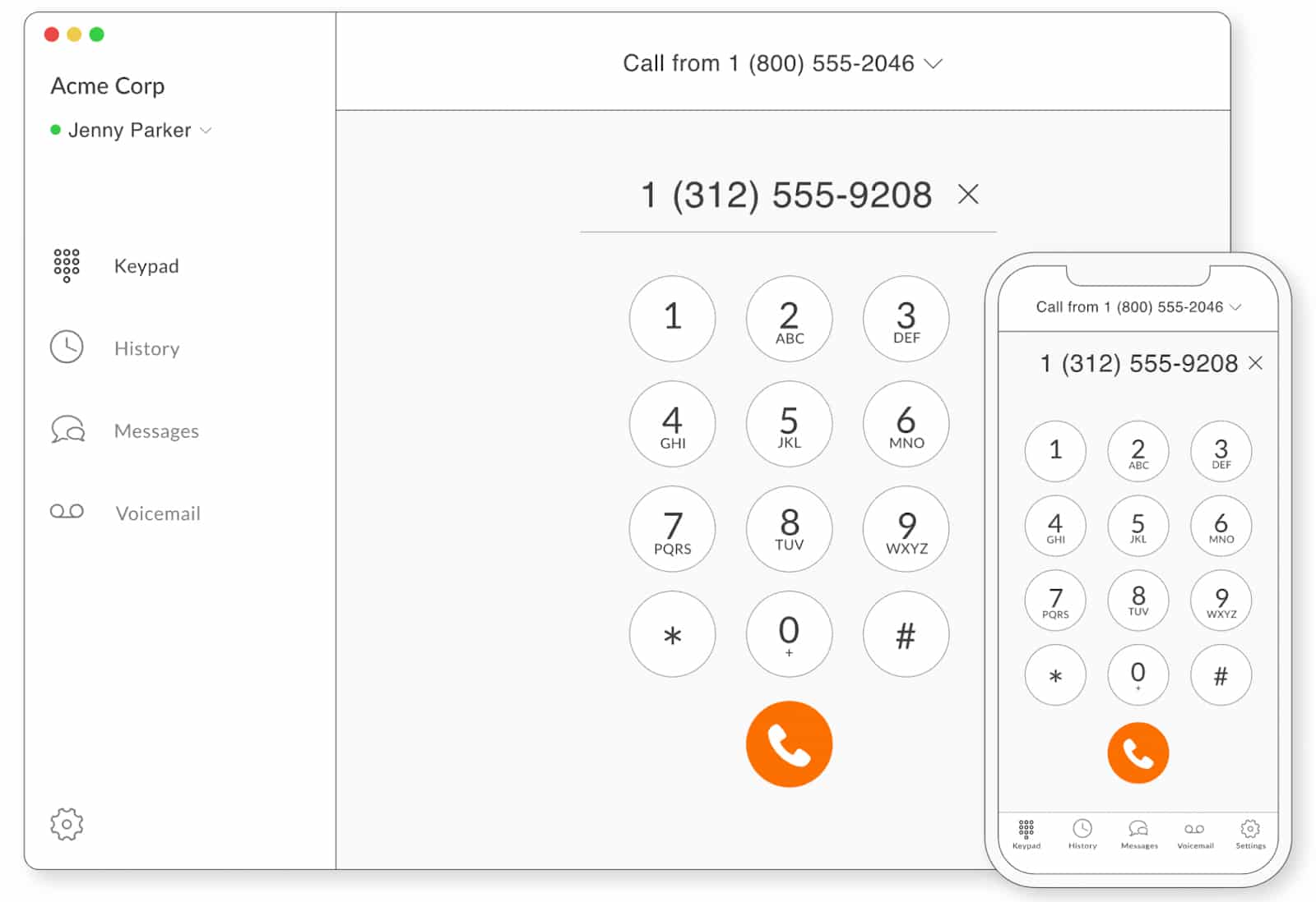 Screenshot of Talkroute sample call