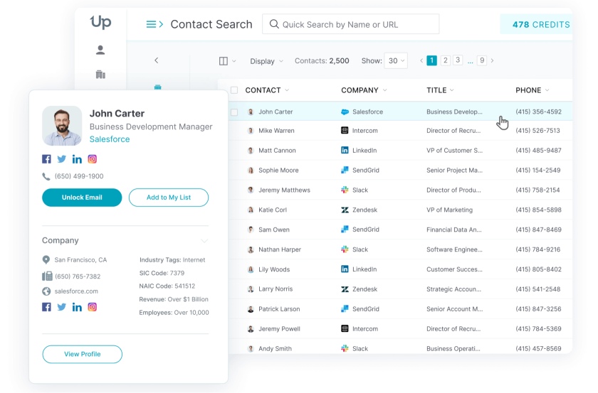 Uplead Contact Search Interface