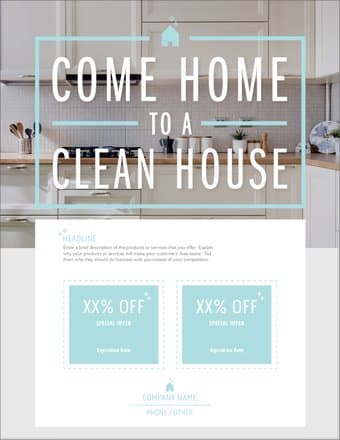 VistaPrint flyer template to promote residential house cleaning services