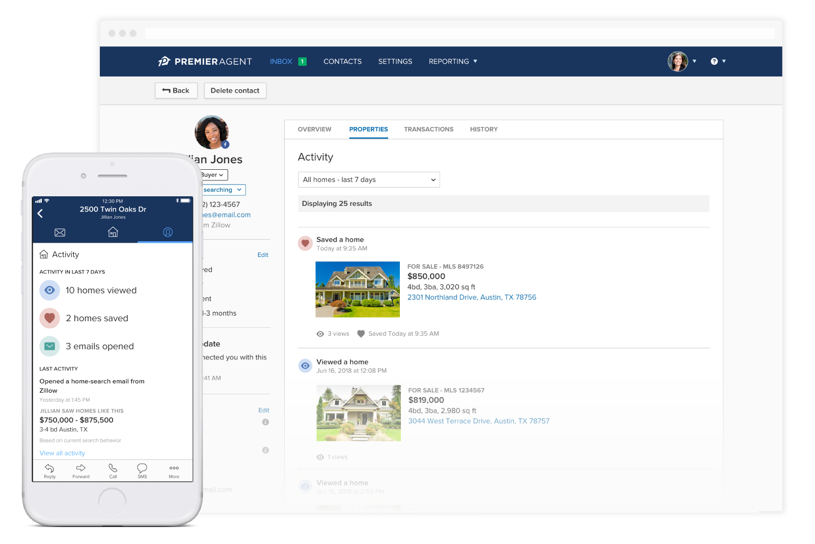 Screenshot of Zillow Premier Agent Webpage and Mobile App