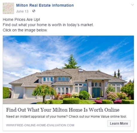 iNCOM Real Estate Facebook ad example