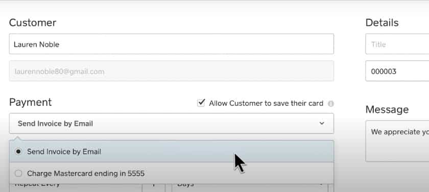 Screenshot of Adding Customer Information