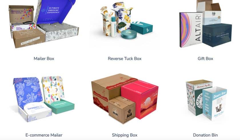 Screenshot of BuyBoxes Offers More Limited Selection of Container Types