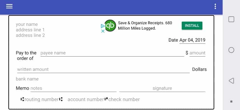 The checking details on electronic copy of the check.