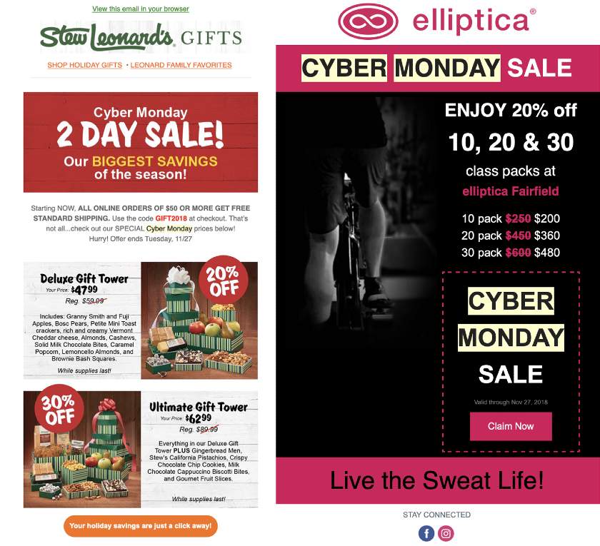 Screenshot of Cyber Monday Promotions