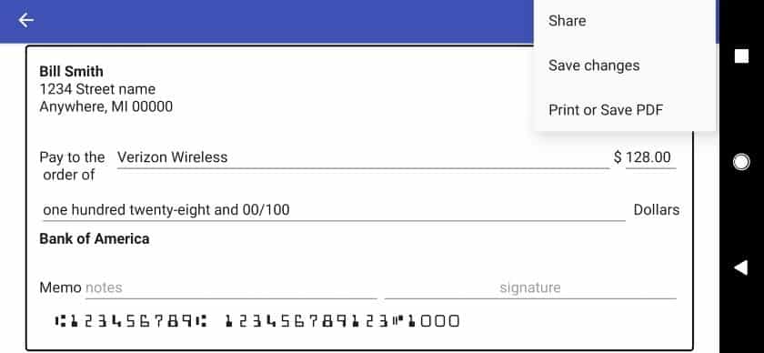 The electronic copy of the check preview.