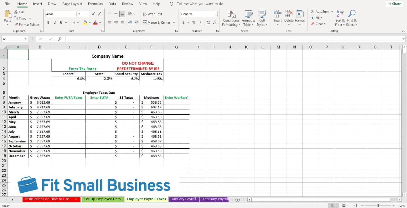 Screenshot of Employer Payroll Taxes Tab