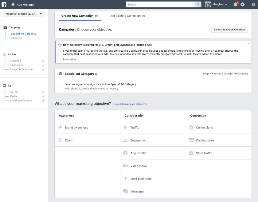 Screenshot of Facebook Ads Manager Campaign Page