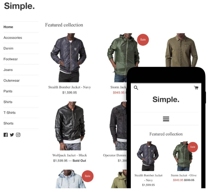 Featured collection on Shopify.