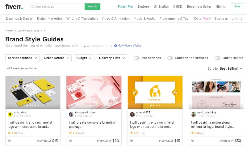 Fiverr Brand Style Guides Ready for Purchase. Source: Fiverr