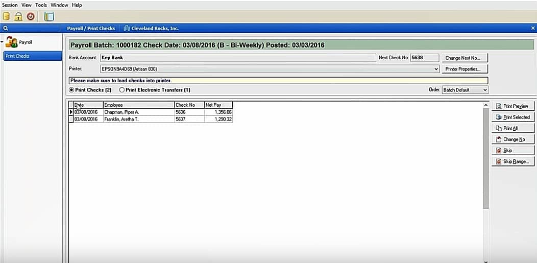 The payroll batch information.