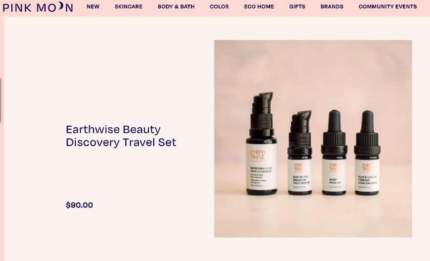 Screenshot of Pink Moon Offers a Bundle Deal on Skincare Items