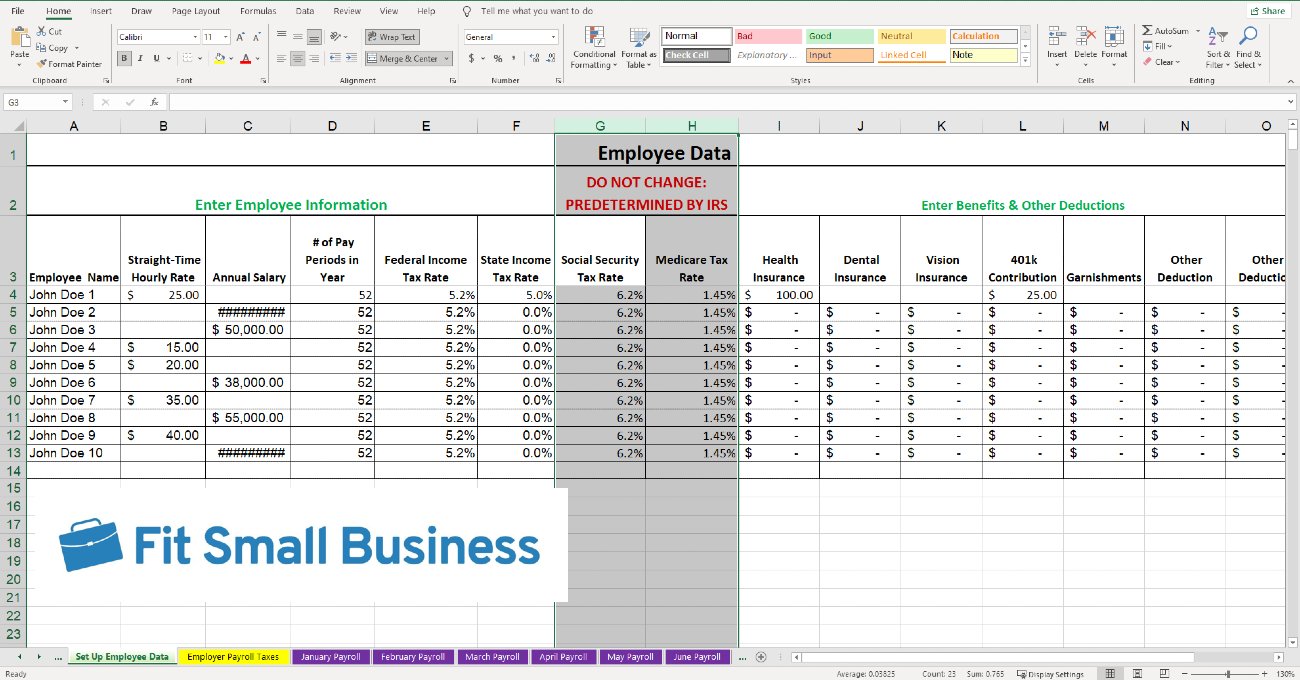 Setting up employee data.