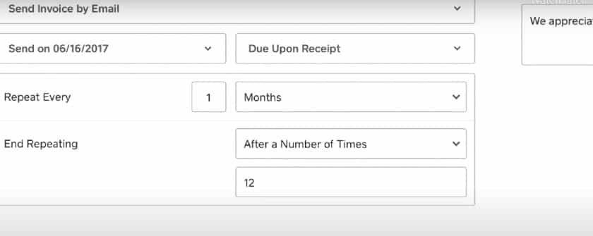 Screenshot of Specifying the Recurring Payment Details