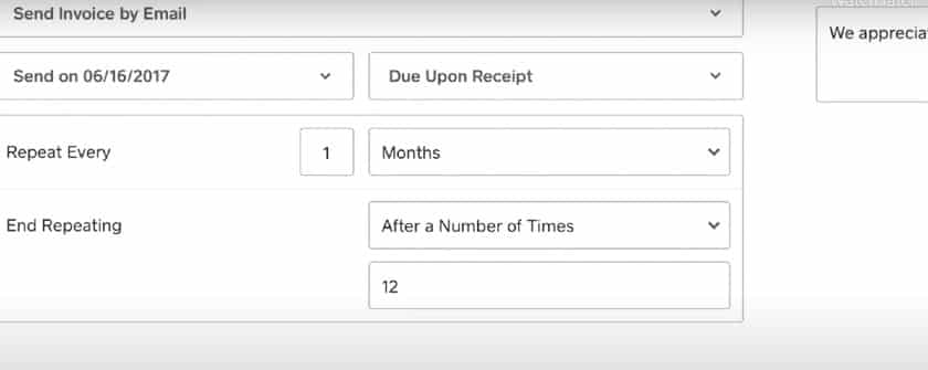 Specifying the recurring payment details.