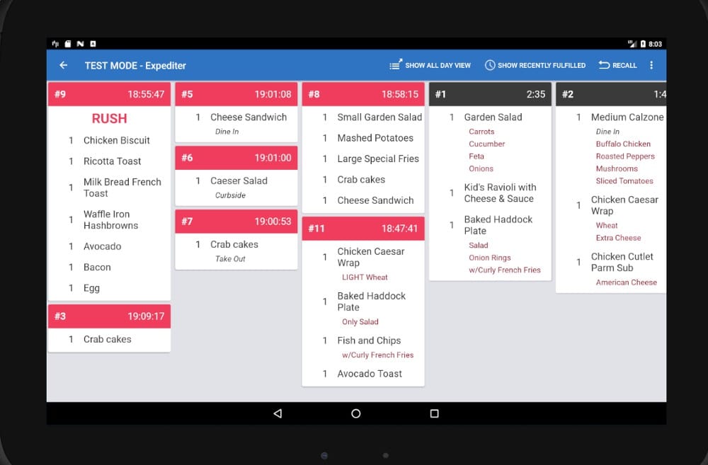 Toast kds lets you mark tickets as rush orders with a single button click.