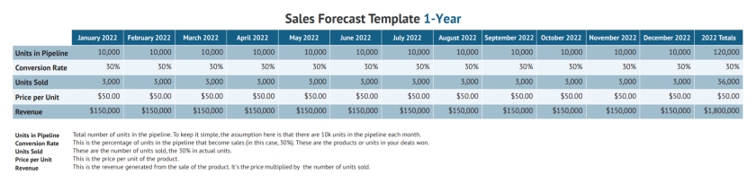 Sale Forecast 1-Year Template