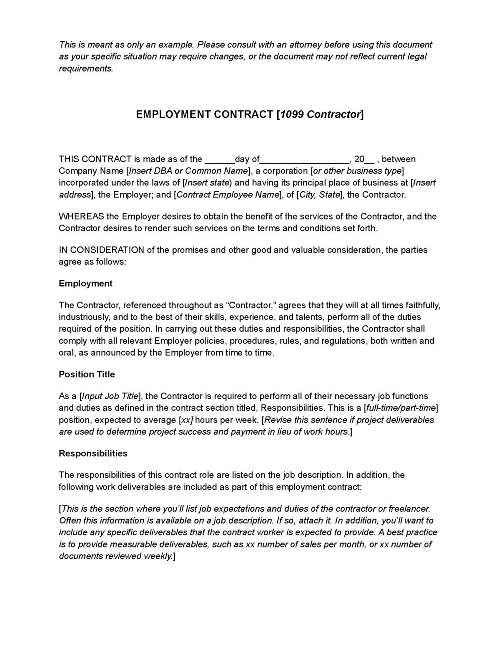 Employment Contract Template Definition What To Include