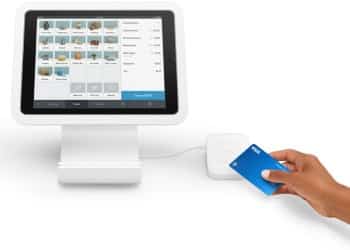Square stand and chip card reader.