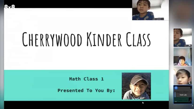 Cherrywood Kinder Class online via 8x8 video conference.