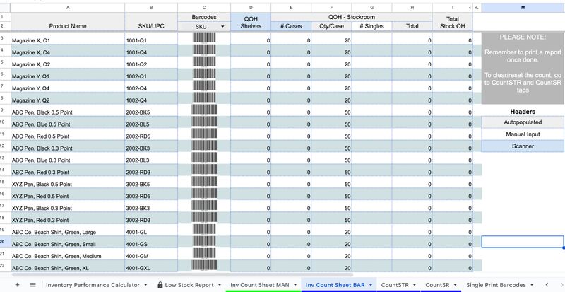 Inventory management spreadsheet inventory count sheet