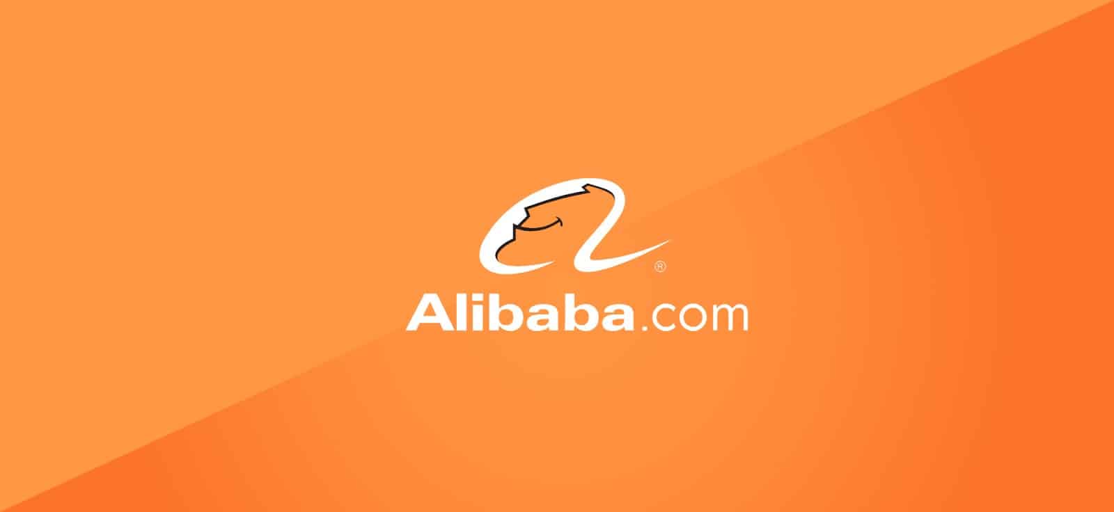 Image of Alibaba.com home page in an orange background.
