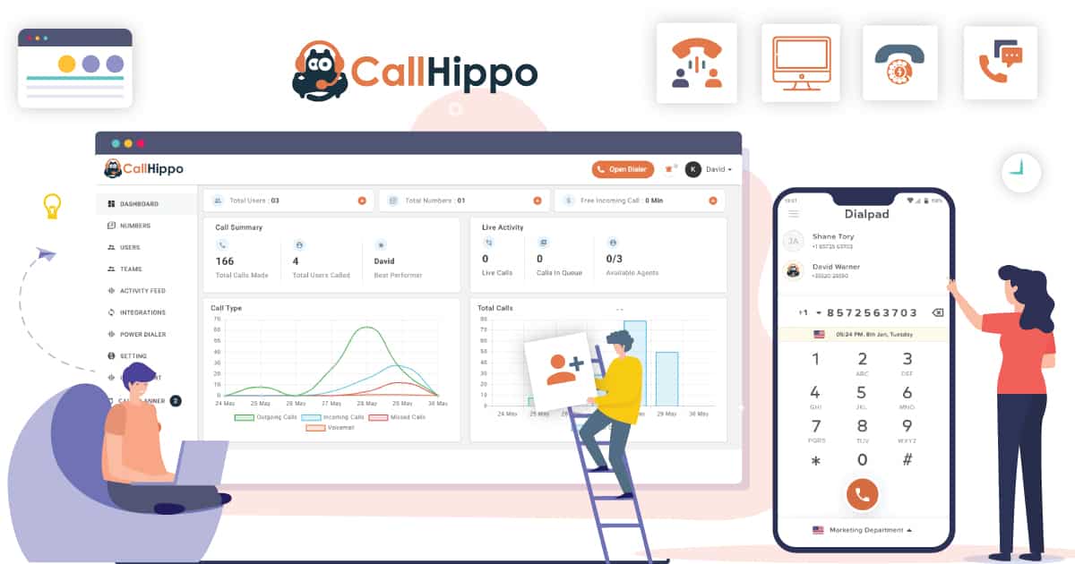 Screenshot of CallHippo features