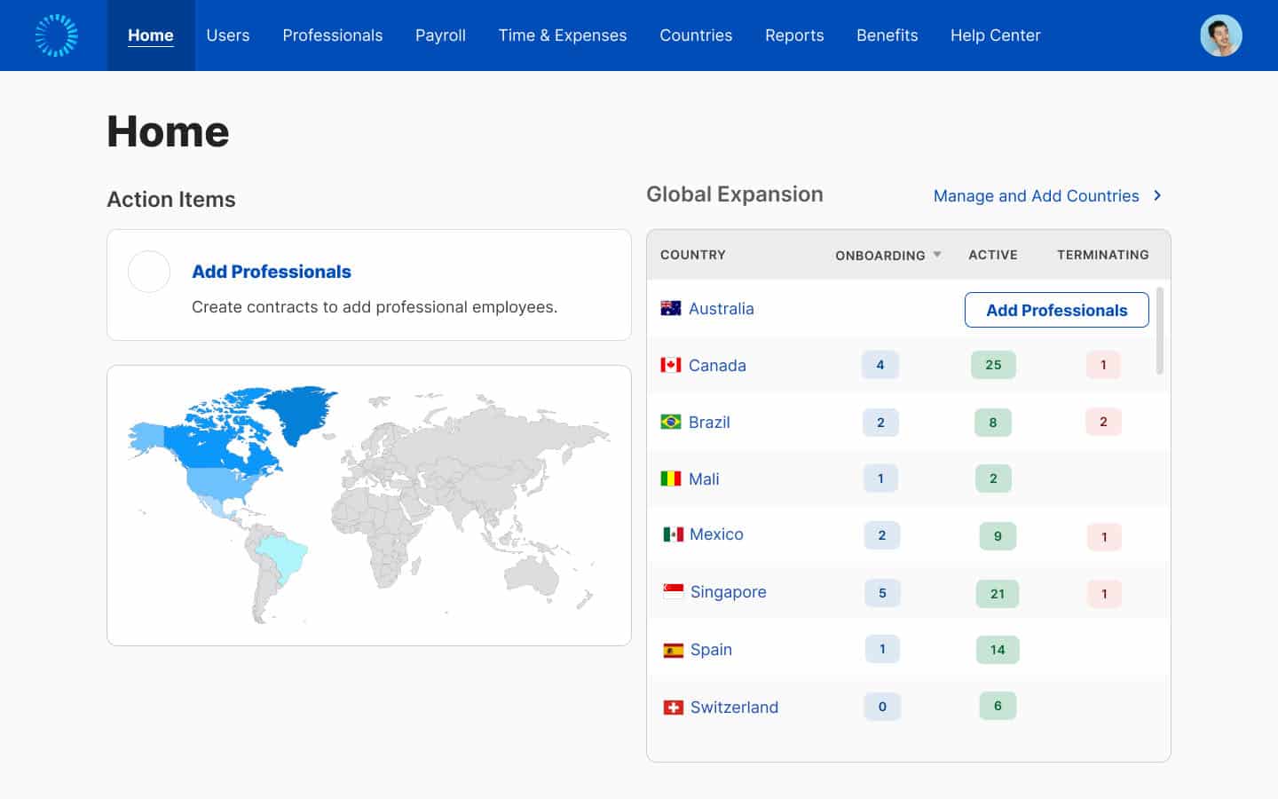 Screenshot of Globalization Partners Home page