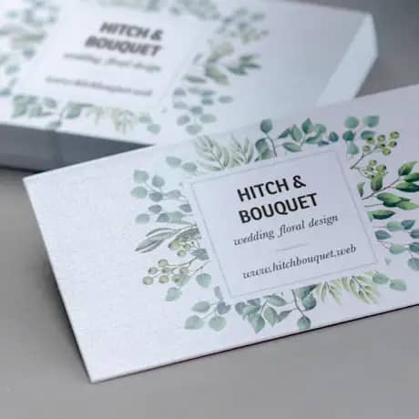 Screenshot of Hitch and bouquet sample business card