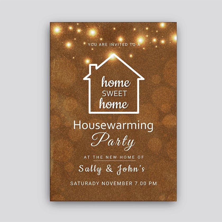Screenshot of Housewarming party invitation card design