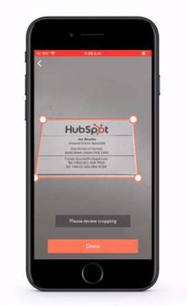 HubSpot Mobile App Business Card Scanner