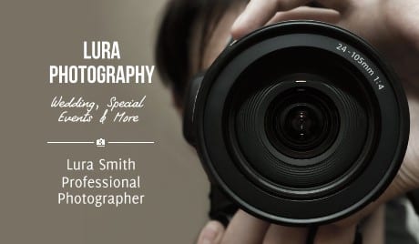 Screenshot of Lura Photography Business Cards Sample