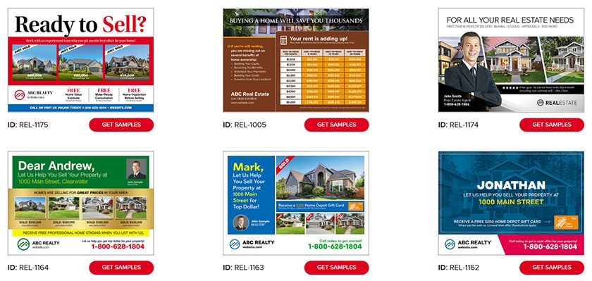 PostcardMania selection of real estate marketing postcards