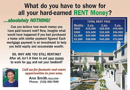 Postcard targeting renters to generate buyer leads