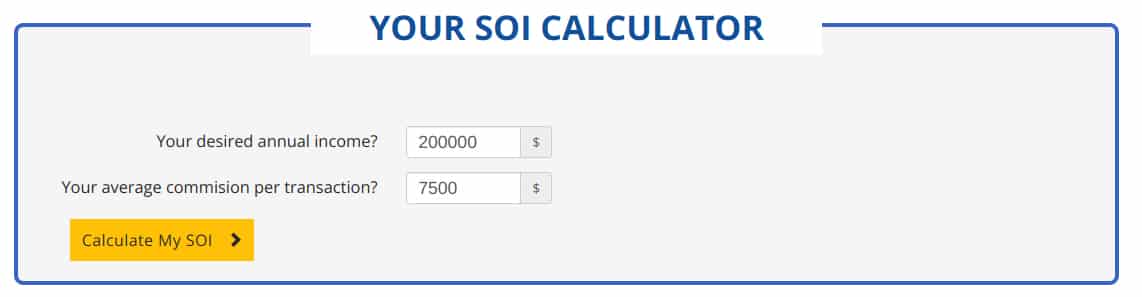 Image of Sphere Of Influence Calculator indicates how many people you need in your sphere to achieve your financial goals.