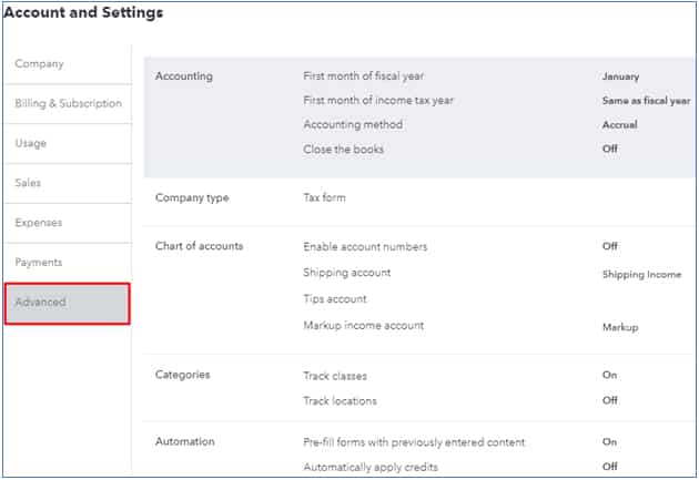 Customizing account, need to configure advanced settings from Advanced menu under Account and Settings page.