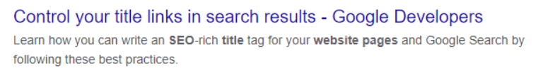 Google search result example with SEO title and meta description.