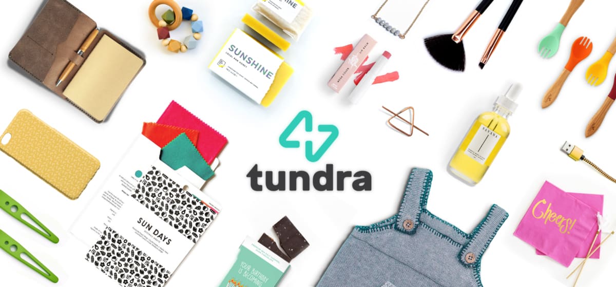 Tundra homepage with cosmetics products, flyers and cloth.