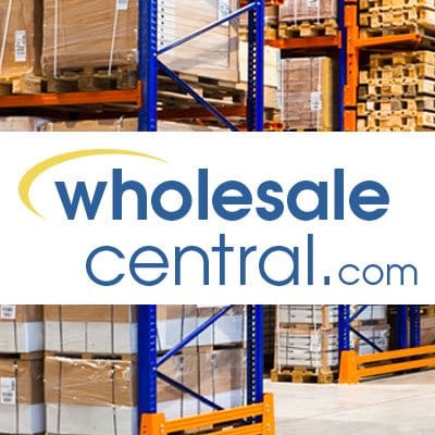 Wholesale Central home page with Rows of shelves with boxes in warehouse at industrial storage factory.