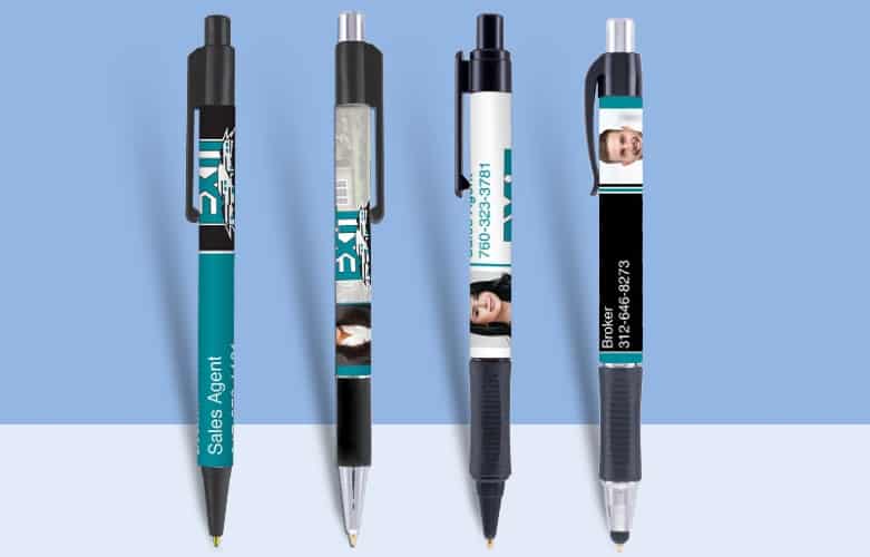 contact information and logo pens