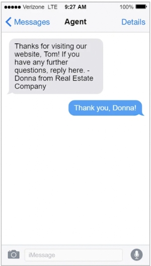 An example of marketing text message from a real estate agent.
