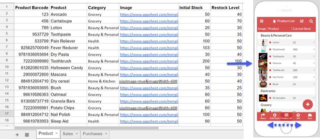 Screenshot of Coupler.IO Syncing Barcode Inventory Template