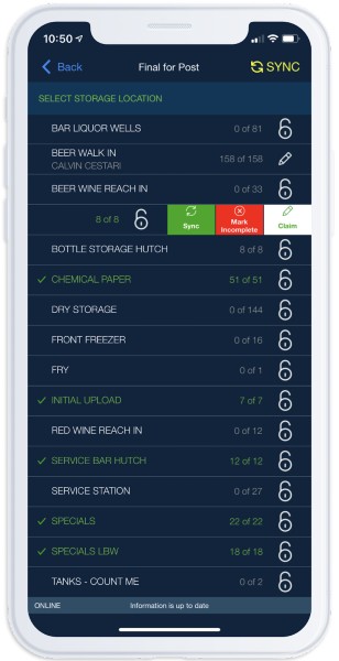 Screenshot of CrunchTime Inventory Counting Smartphone App