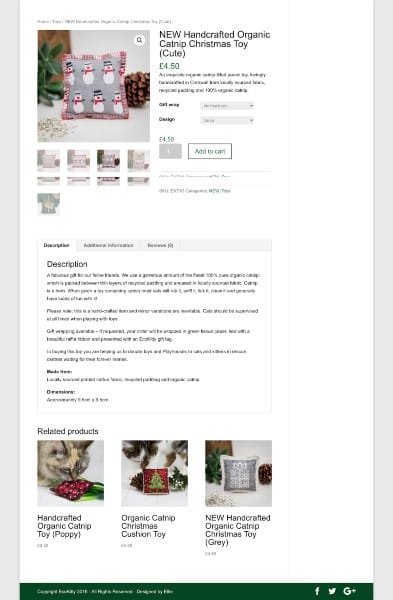 Page showing Ecokitty Woocommerce products.