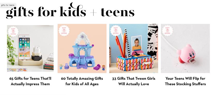 Gifts for kids and teens.