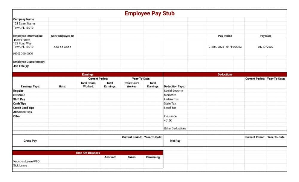 Free Pay Stub Template Tips Laws On What To Include