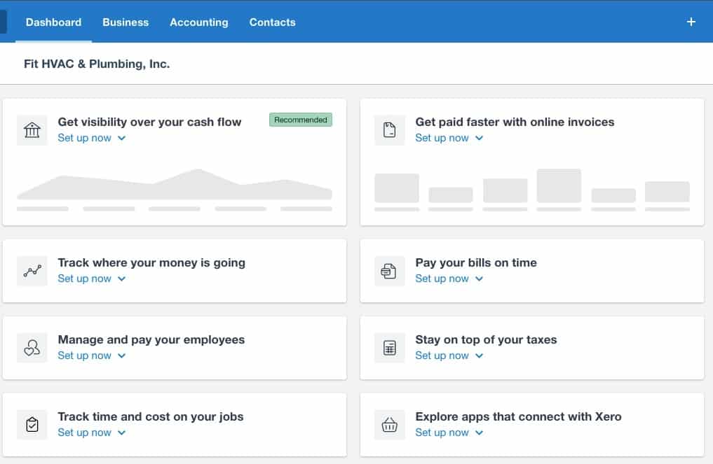 Xero’s Dashboard with Movable Panels.