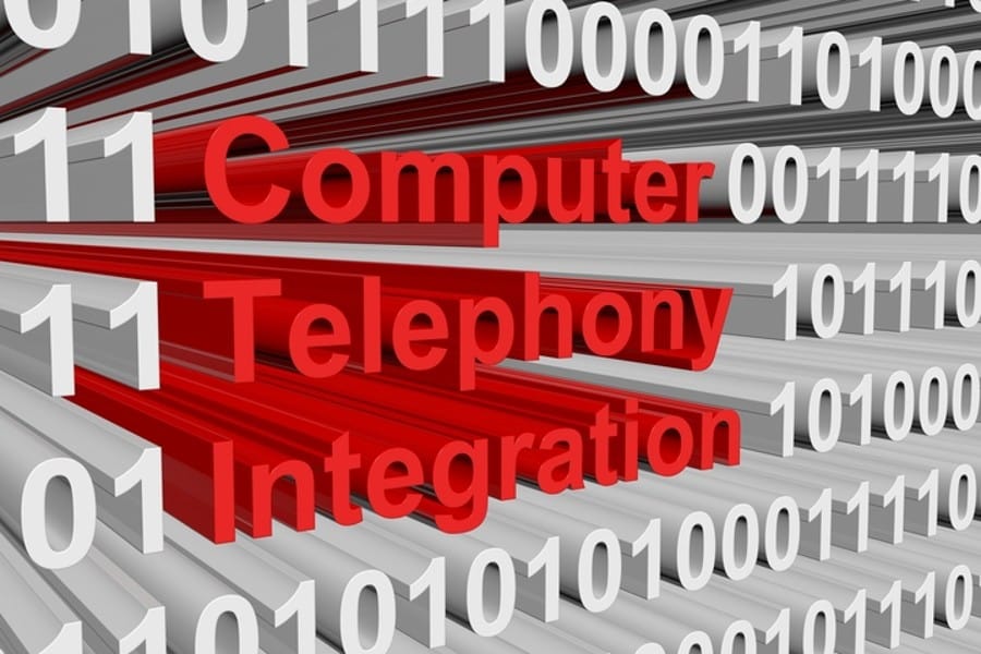 Computer Telephony Integration presented in the form of binary code 3d illustration.